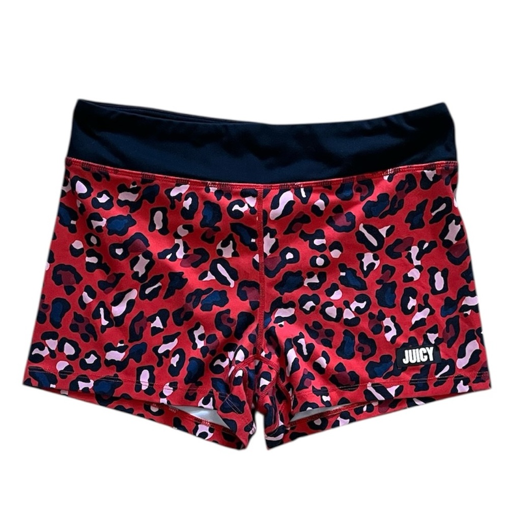 Juicy Couture Red Leopard Print athletic yoga Shorts size medium